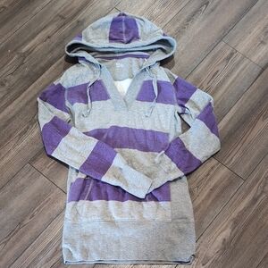 SO Purple and Gray Women's Hoodie Sweater